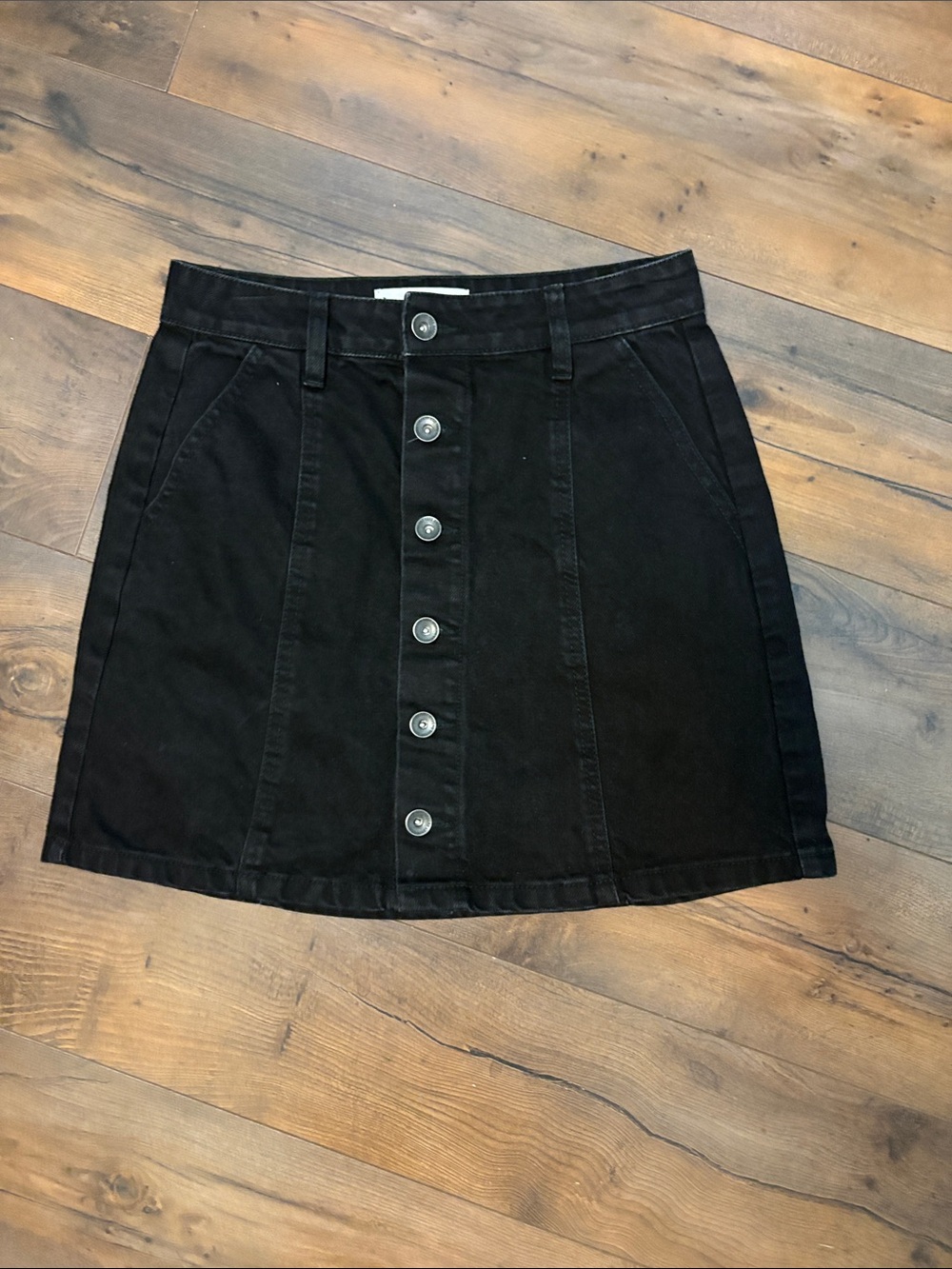 Ardene Black Button-Front Mini Skirt